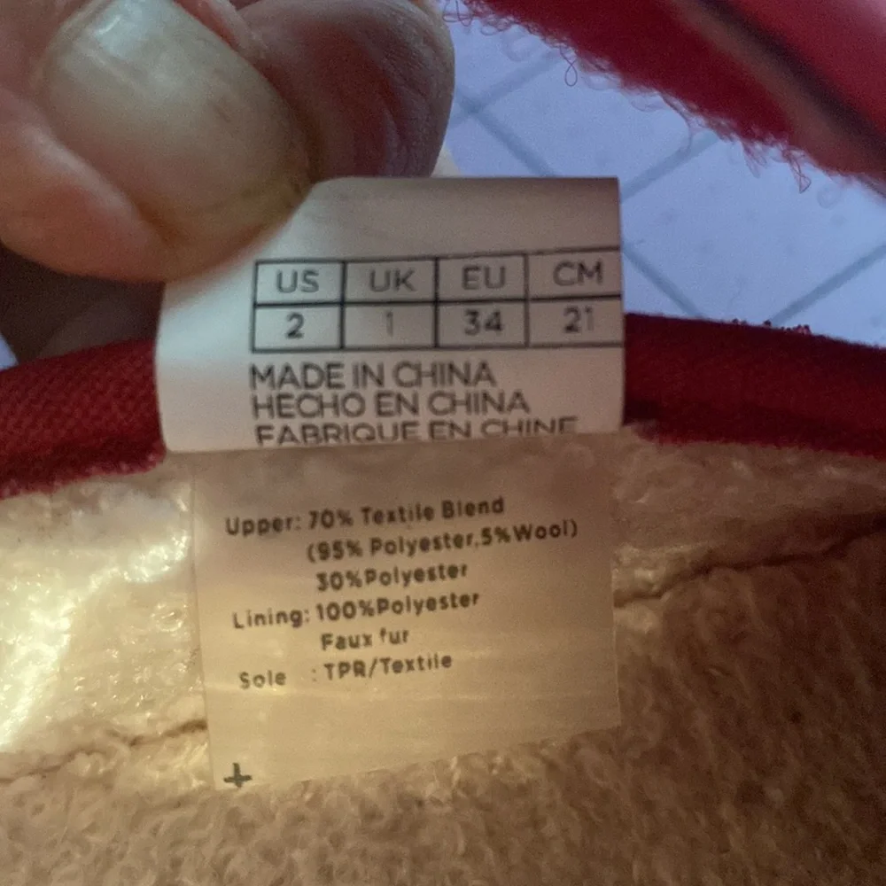 Toms red plaid Velcro close slipper shoes